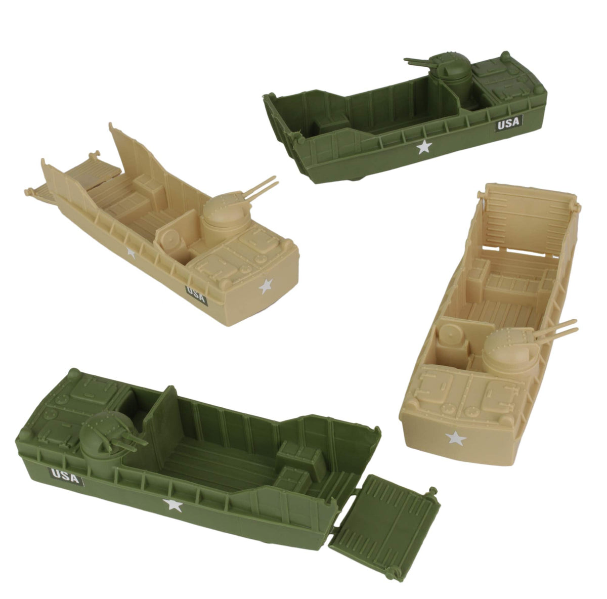 BMC Toys Classic Marx Landing Craft – 4pc Tan & OD Green, 1:72 Scale, USA Made