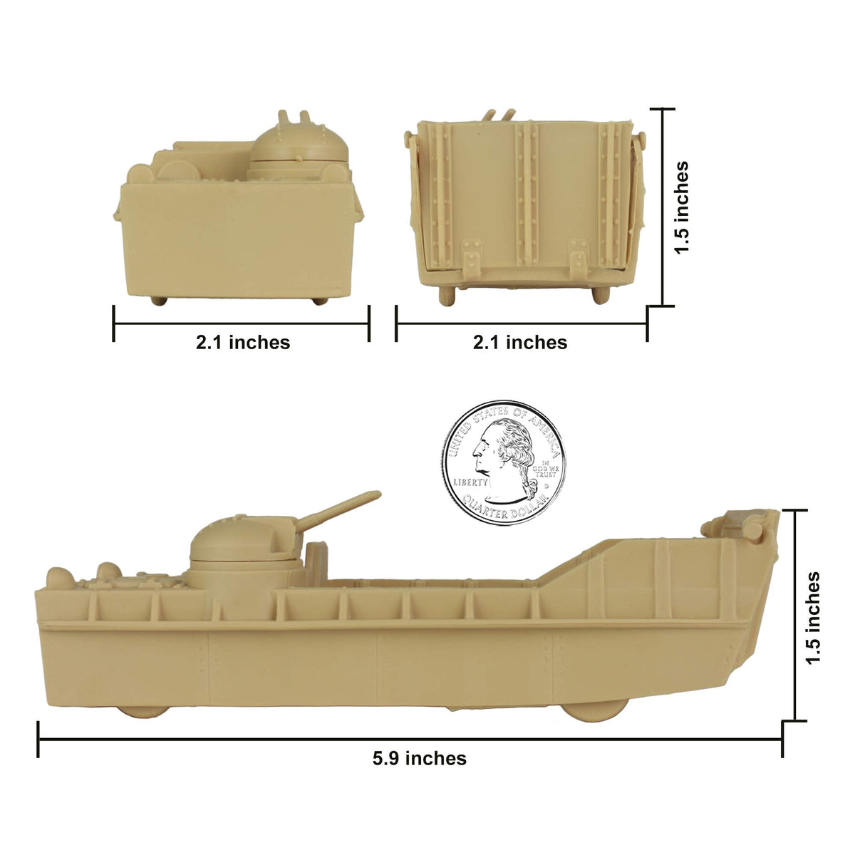BMC Toys Classic Marx Landing Craft – 4pc Tan & OD Green, 1:72 Scale, USA Made