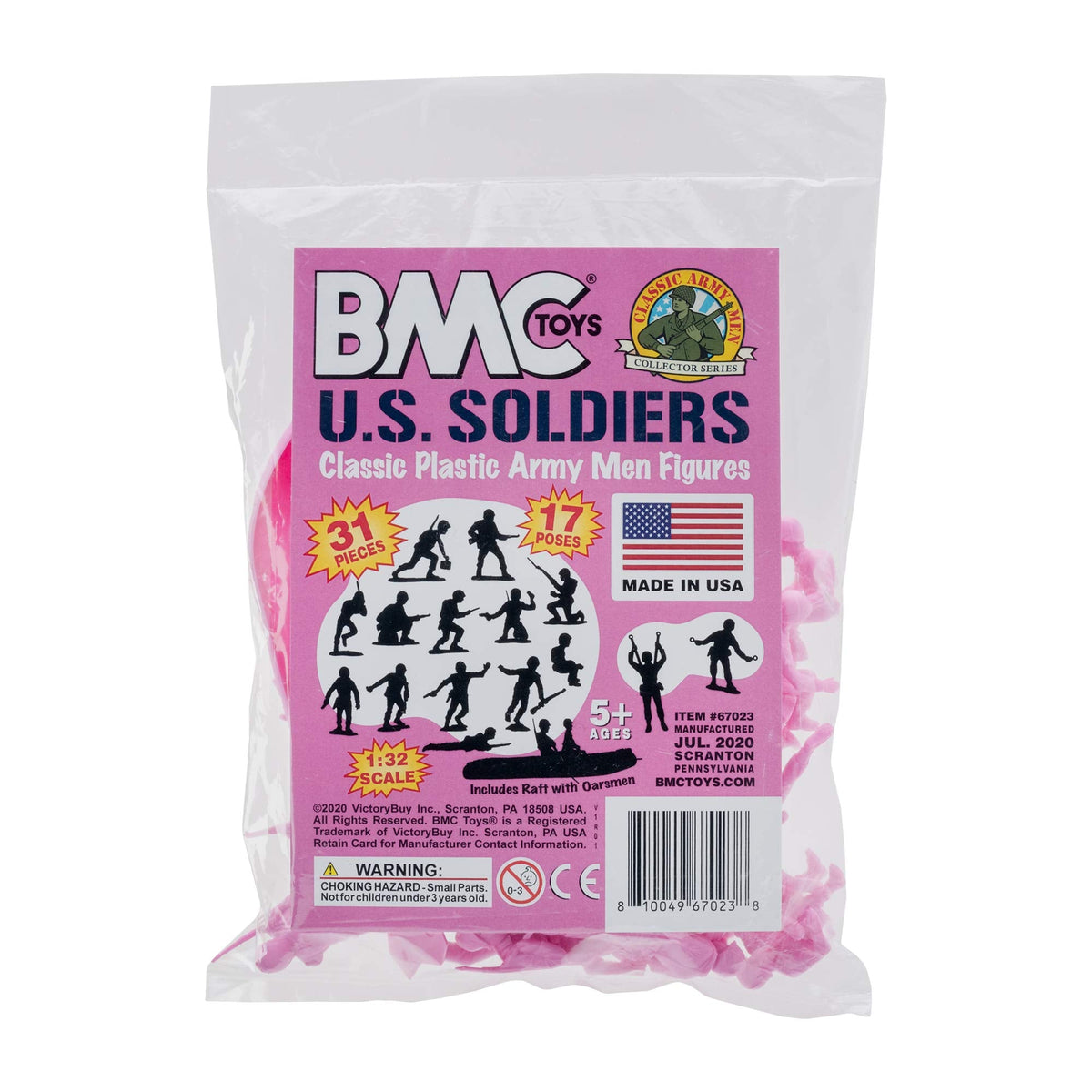 BMC Toys Marx Pink US Soldier 31pc WW2 Plastic Army Men – Made in USA