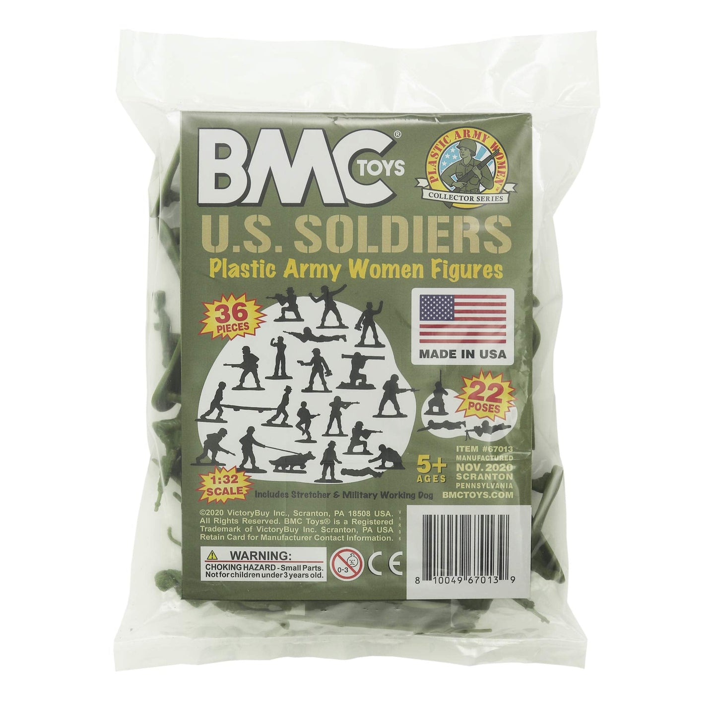 BMC Toys Plastic Army Women - 36pc OD Green Female Soldier Figures - Made in USA