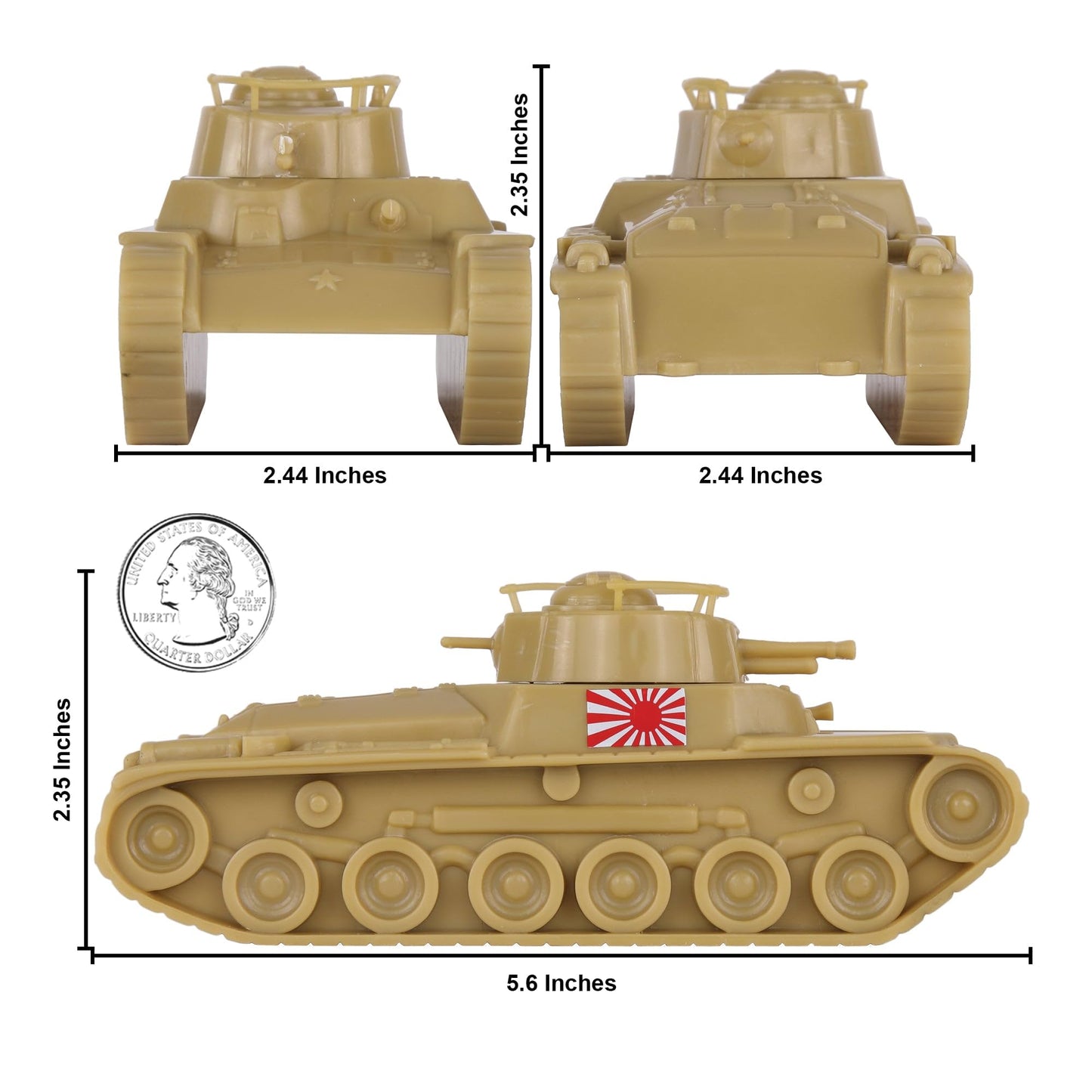 BMC CTS WW2 Japan Chi-Ha Tanks – Tan 2pc, 1:38 Scale Plastic Army Vehicles