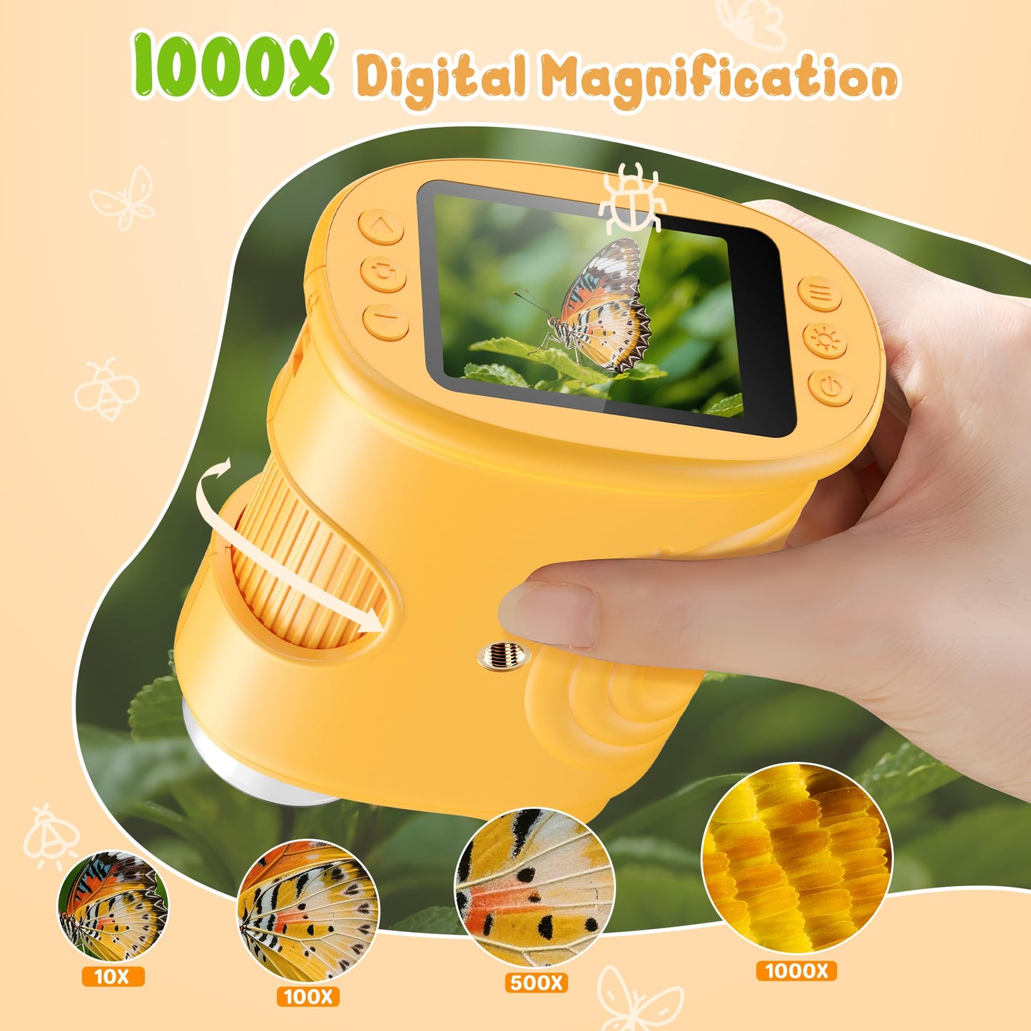 BMDSAE 1000X Handheld Digital Microscope for Kids – 2.0 IPS Screen, Portable STEM Toy