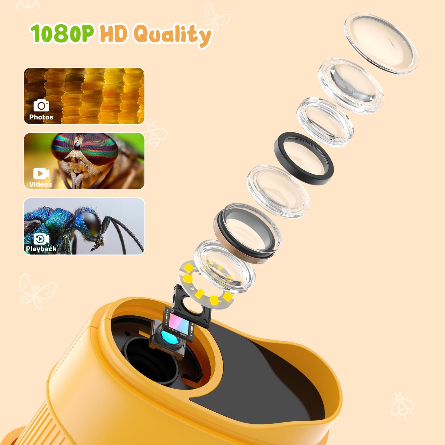 BMDSAE 1000X Handheld Digital Microscope for Kids – 2.0 IPS Screen, Portable STEM Toy
