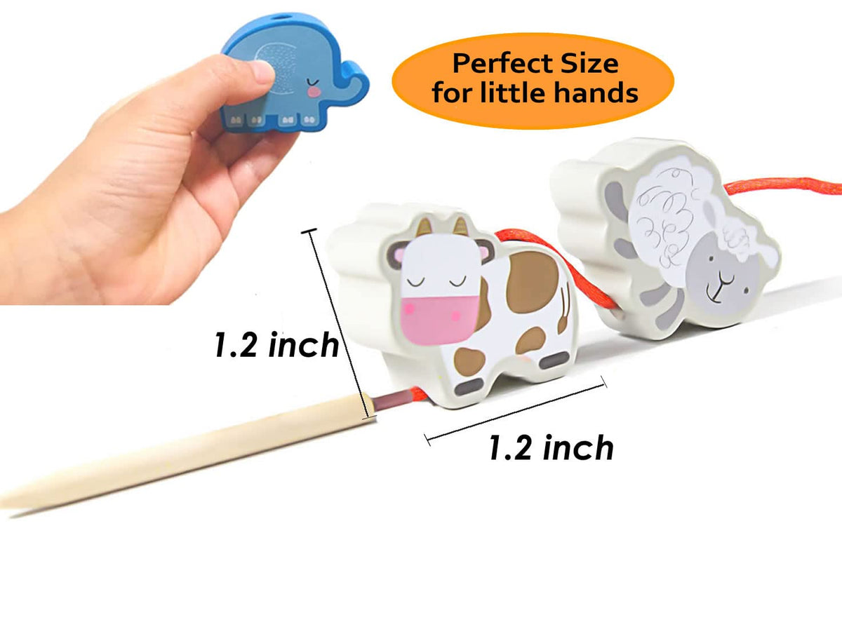 BMTOYS Wooden Lacing Beads – Montessori Threading Toys for 3+ Years | Fine Motor & Creative Play