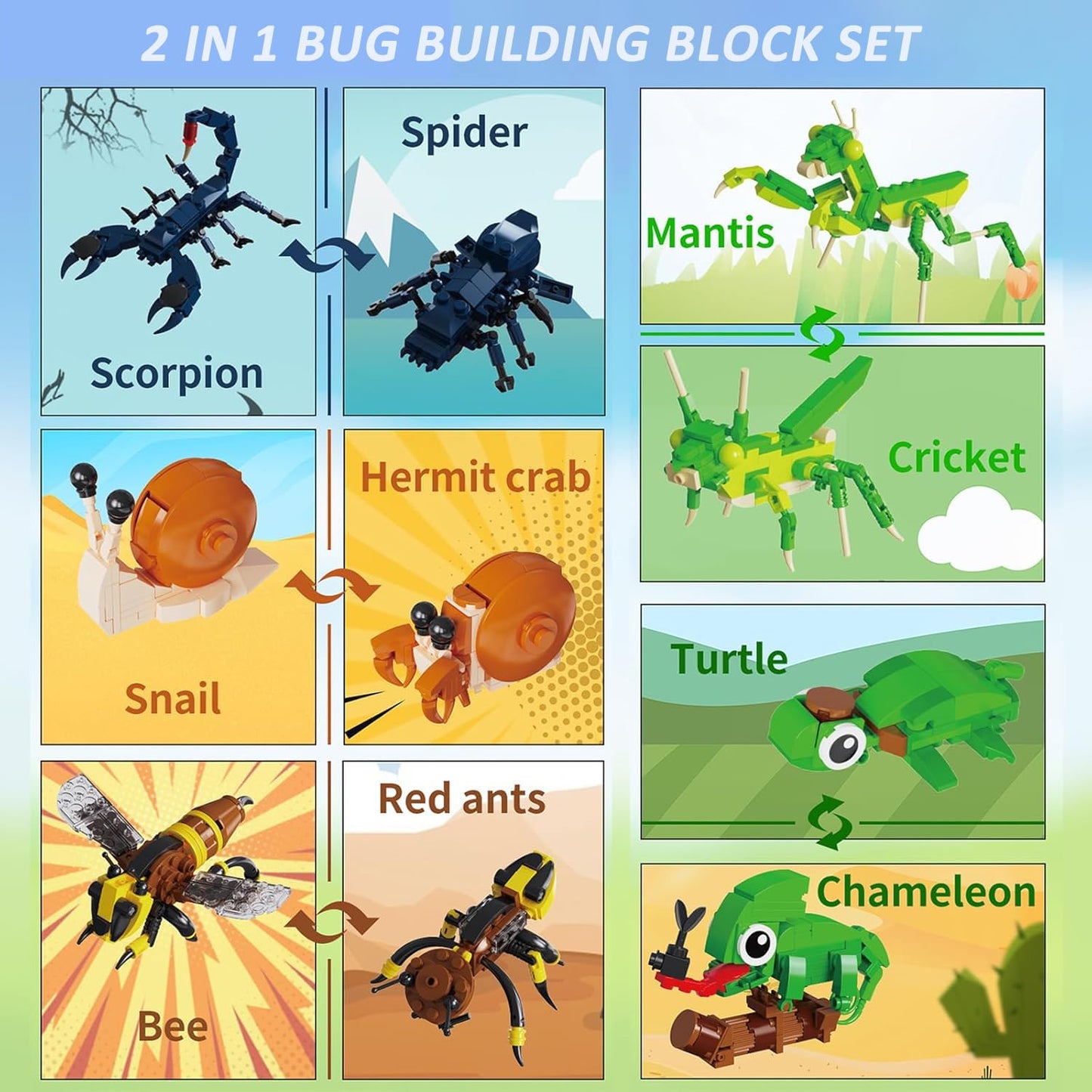 BNG Insects Collection Building Set for Kids – 946 Pieces, 10 Bug Figures