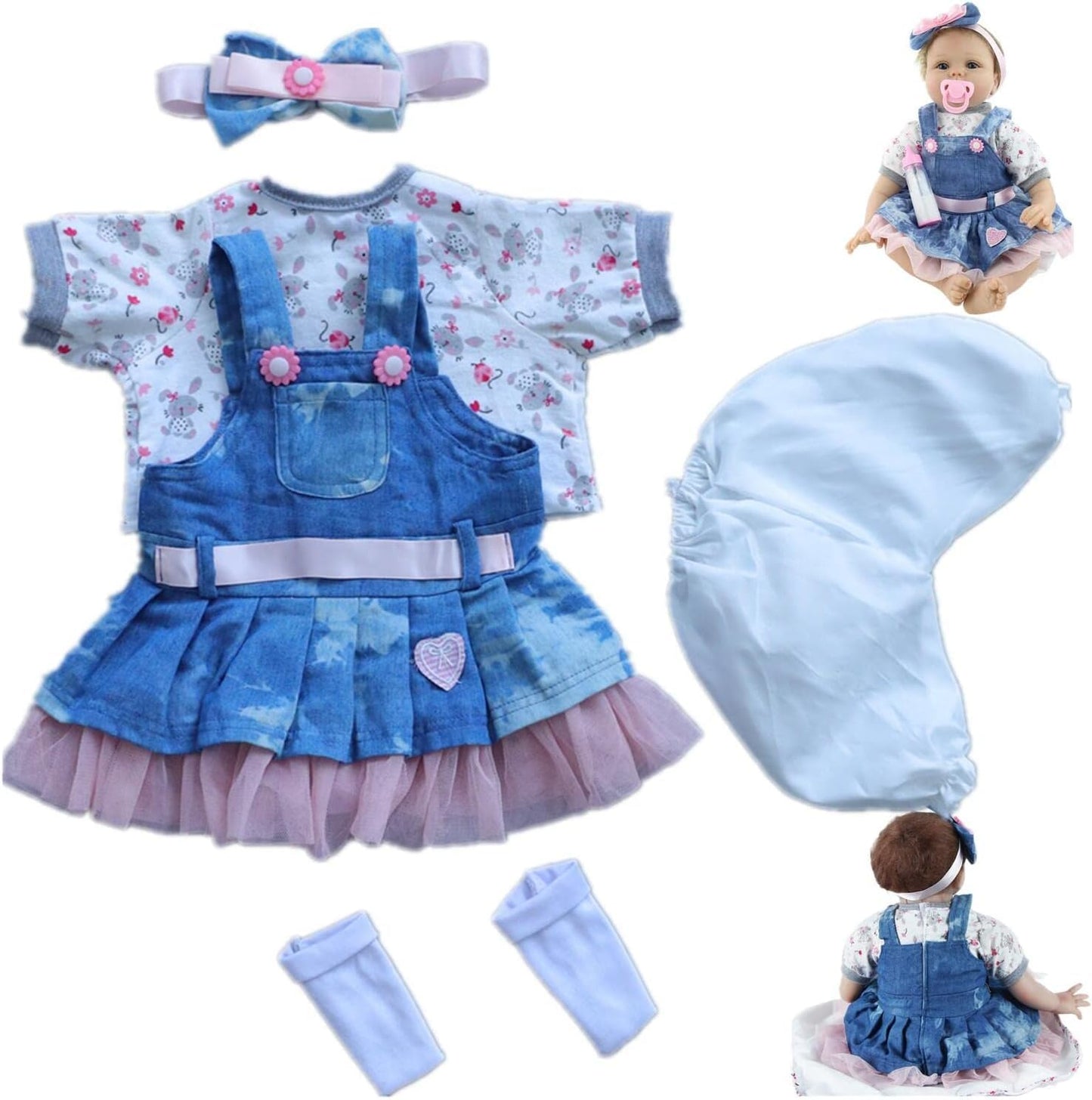 BNNPUU Reborn Baby Dolls Clothes - Little Lion 6pc Outfit Set for 17-23 inch Dolls