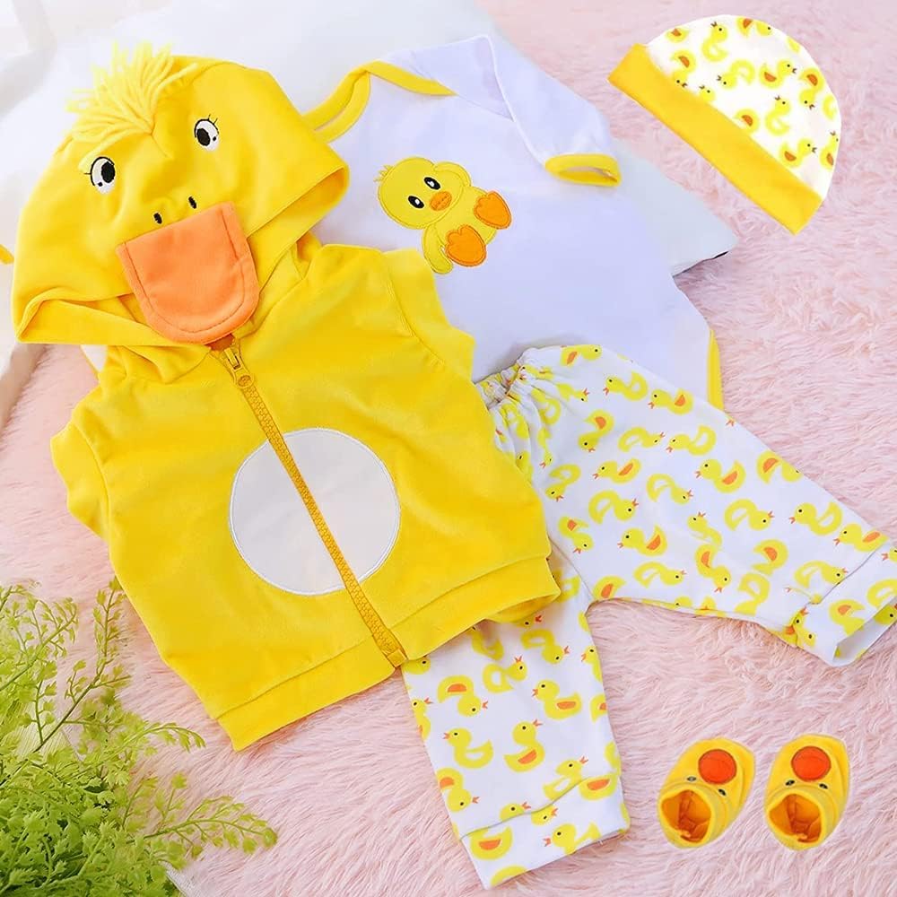 BNNPUU Reborn Baby Doll Clothes – 5-Piece Yellow Duck Set for 17-23 Inch Dolls