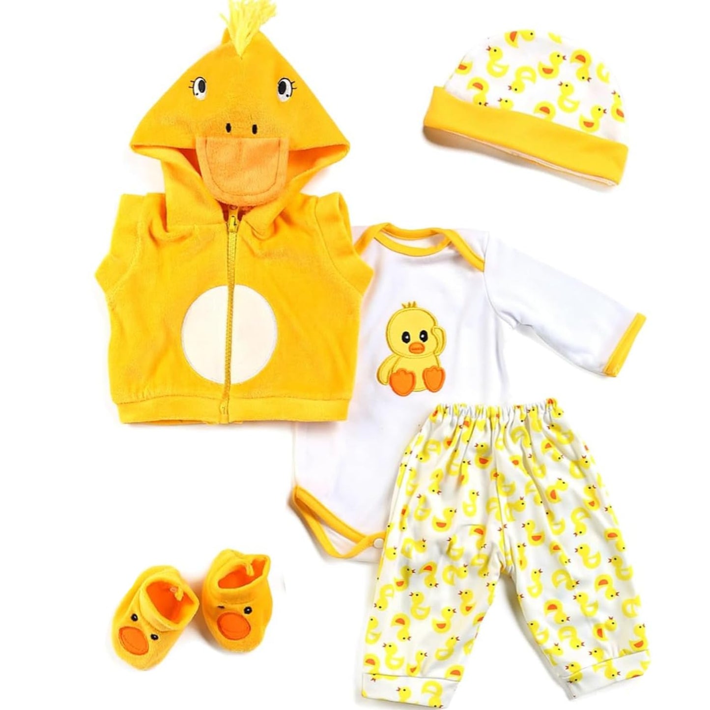 BNNPUU Reborn Baby Doll Clothes – 5-Piece Yellow Duck Set for 17-23 Inch Dolls