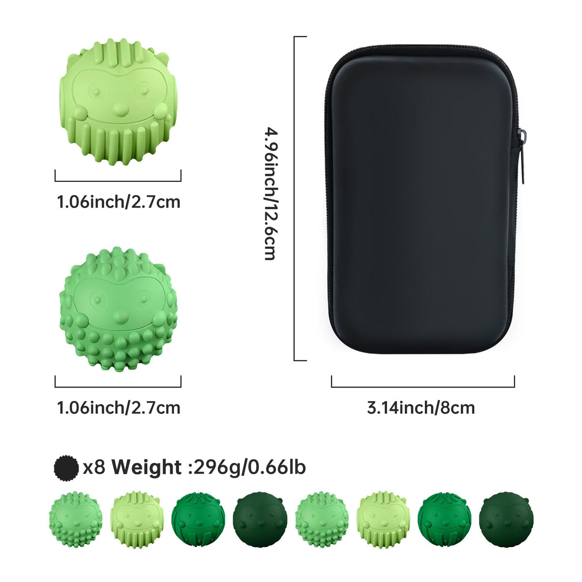 Bnoiiok Magnetic Fidget Balls – Textured Silicone Stress Relief, 8-Pack (Green)