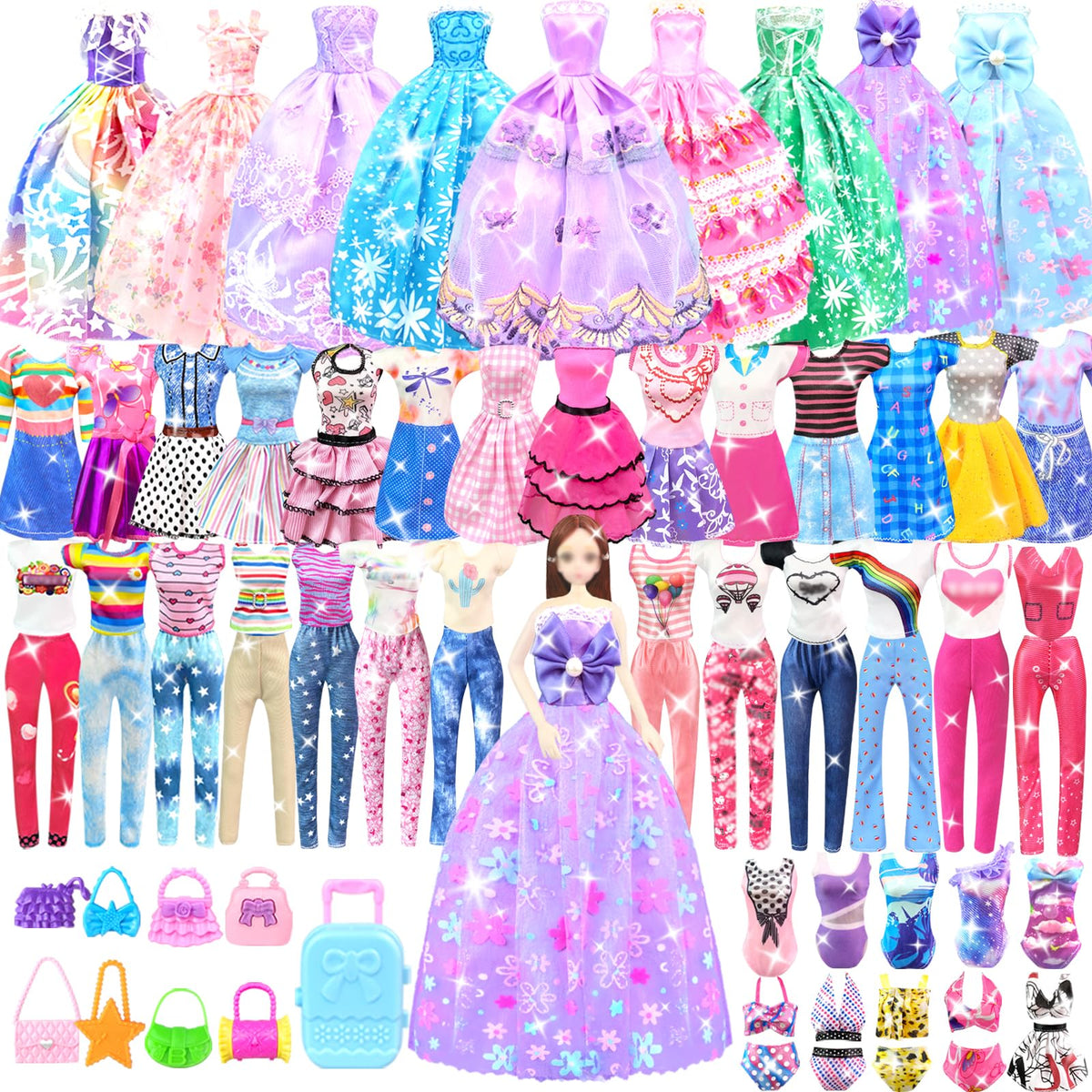 BNUZEIYI 11.5 Inch Doll Clothes Set – Princess Dresses & Accessories