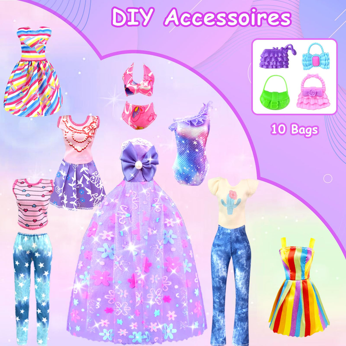 BNUZEIYI 11.5 Inch Doll Clothes Set – Princess Dresses & Accessories