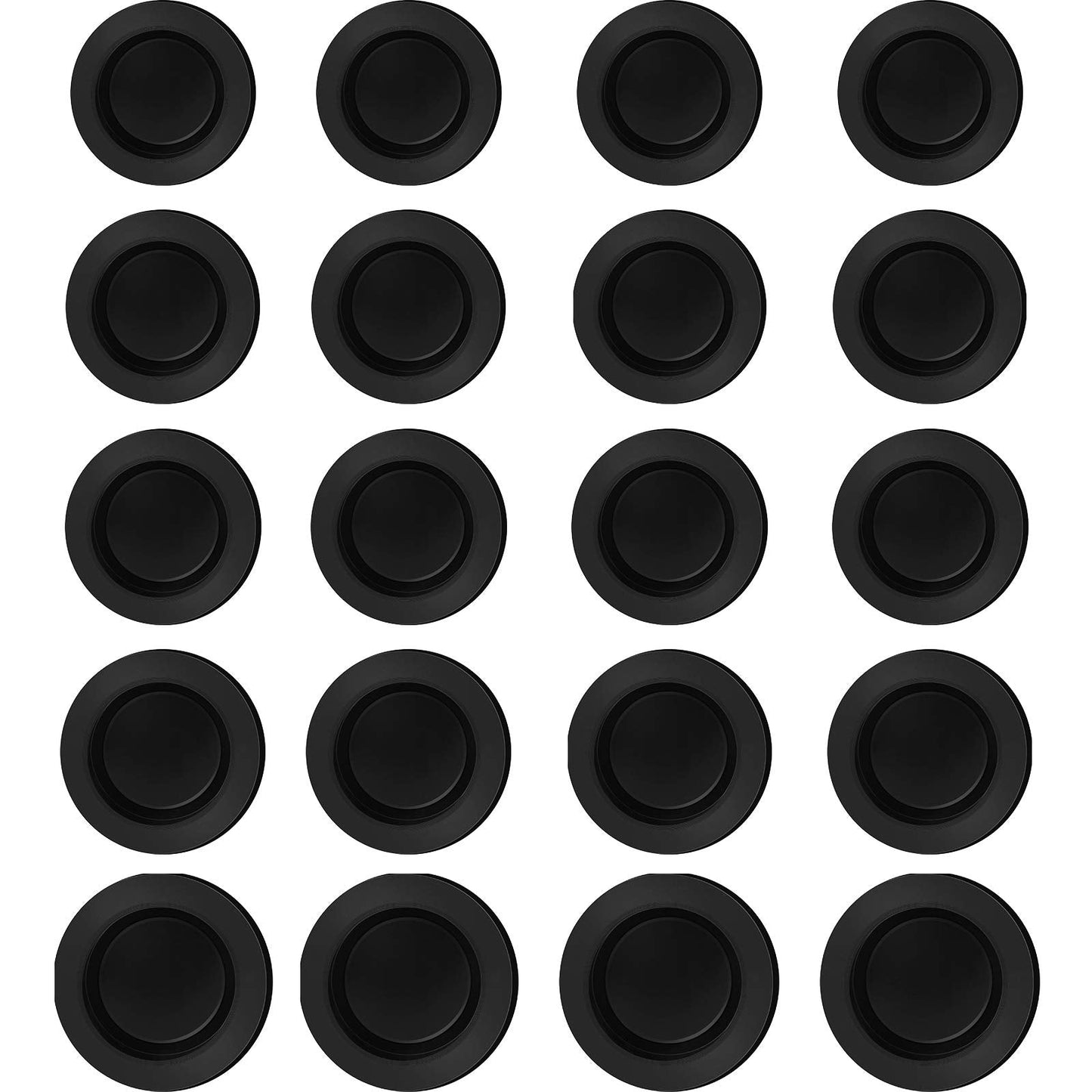 Boao 20-Piece Piggy Bank Stopper Set | Rubber Plugs, 5 Sizes, Black