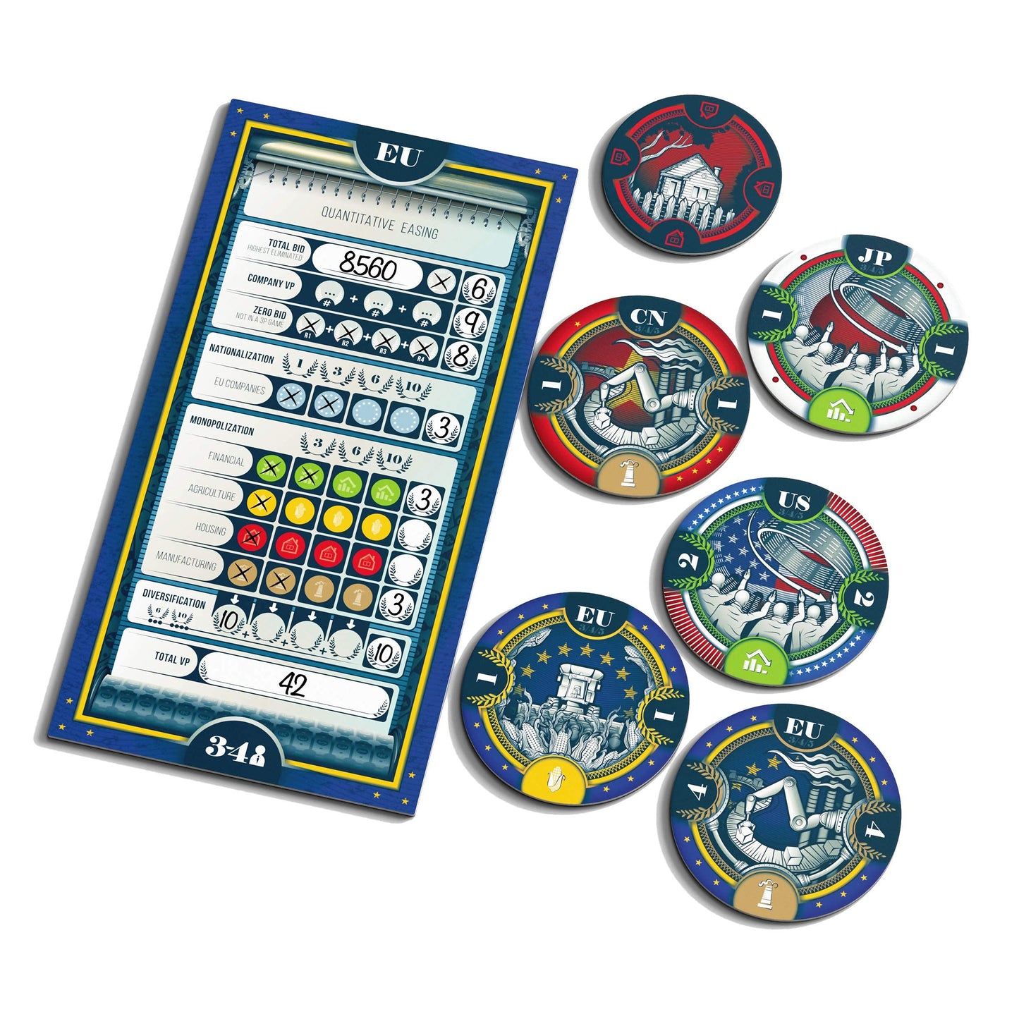 Allplay QE Board Game by BOARD GAME TABLES.COM | Economic Auction Bidding for 3-5 Players