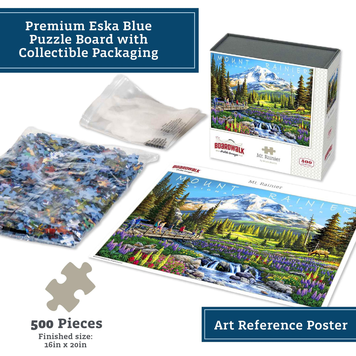 Boardwalk Puzzles Mt Rainier National Park — 500-Piece Jigsaw for Adults | Made in USA