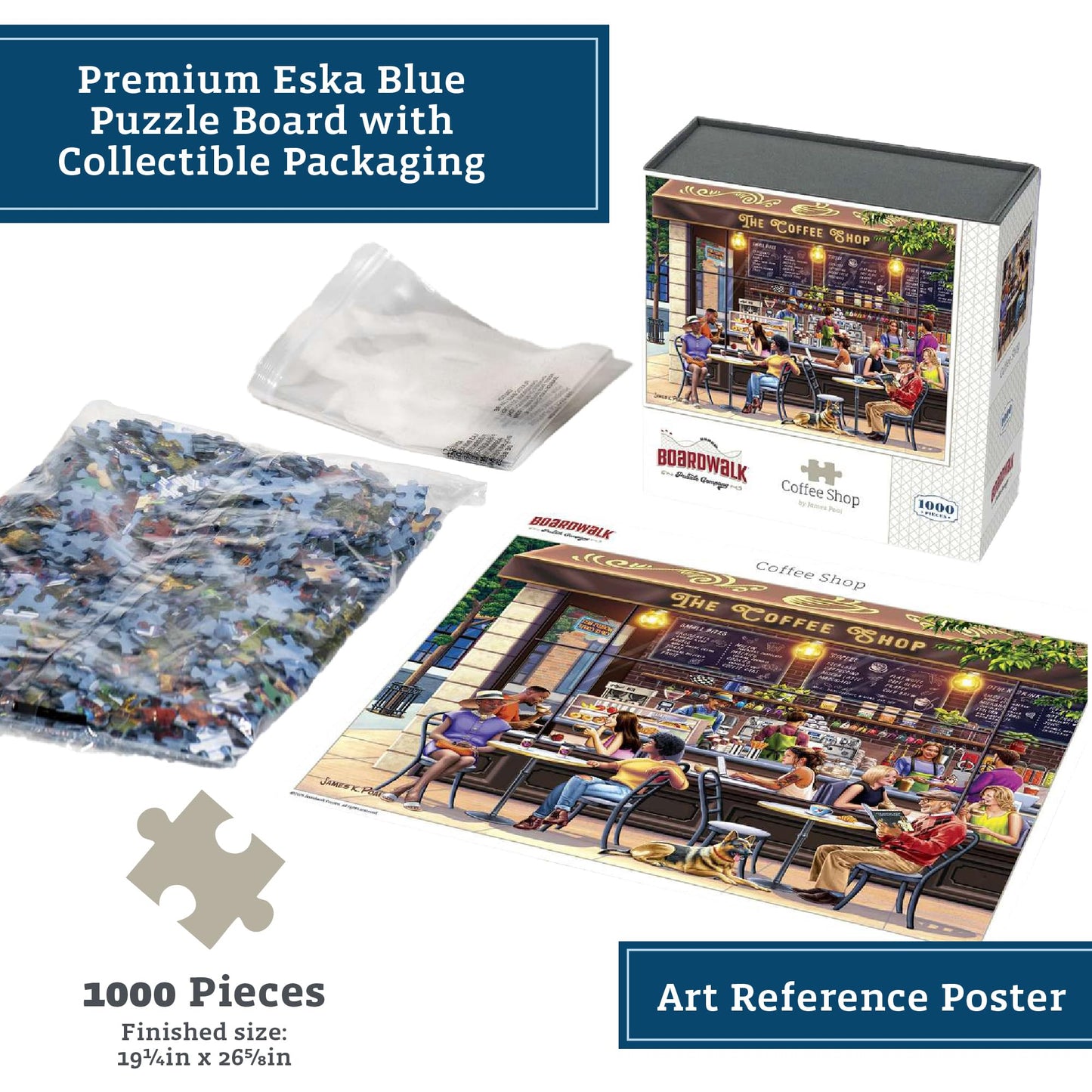 Boardwalk Puzzle Company Coffee Shop 1000-Piece Jigsaw – Made in USA