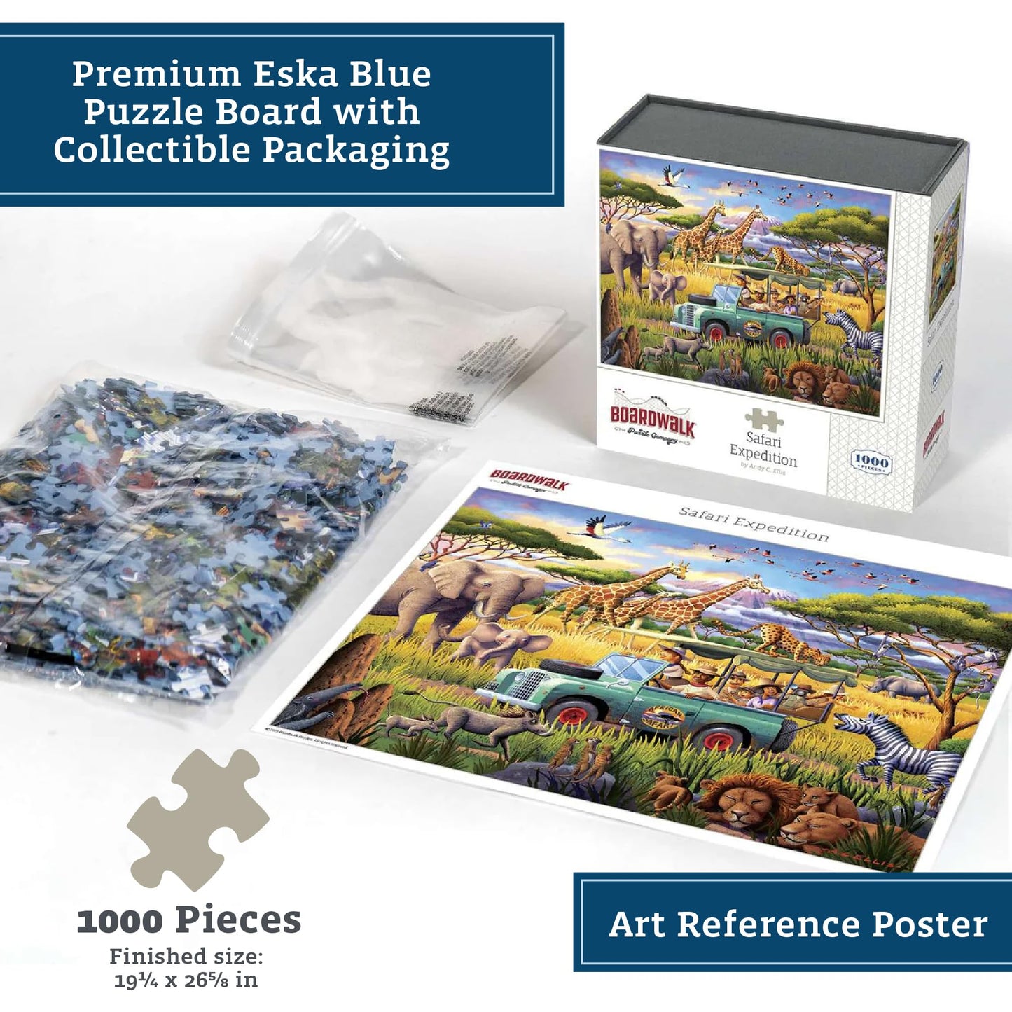Boardwalk Puzzles Safari Expedition — 1000 Piece Jigsaw Puzzle for Adults (Made in USA) | Boardwalk Puzzle Company