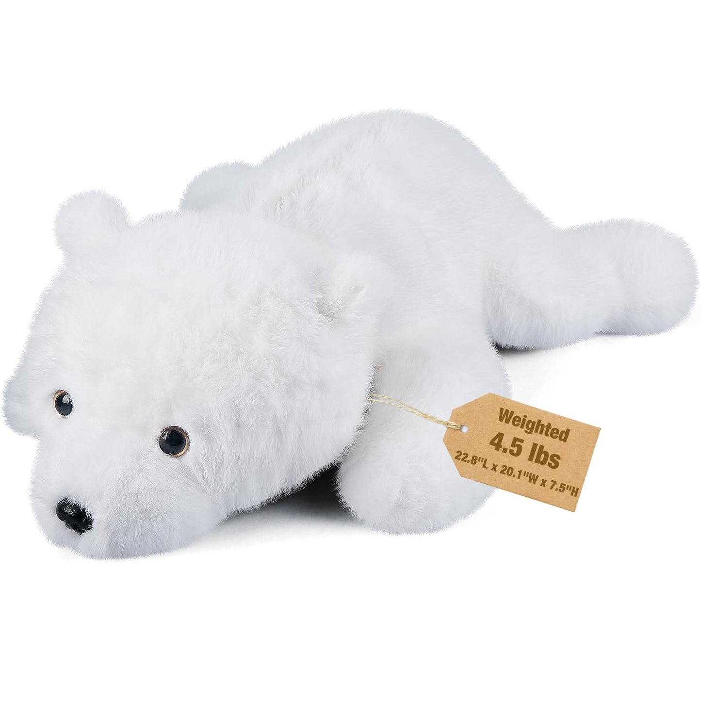 Bobbie & Laxi 23-Inch Polar Bear Weighted Plush with Removable Bag