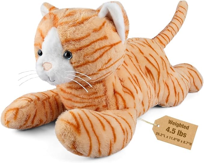 Bobbie & Laxi 25-Inch Cat Weighted Stuffed Animal – Large Plush Pillow & Companion