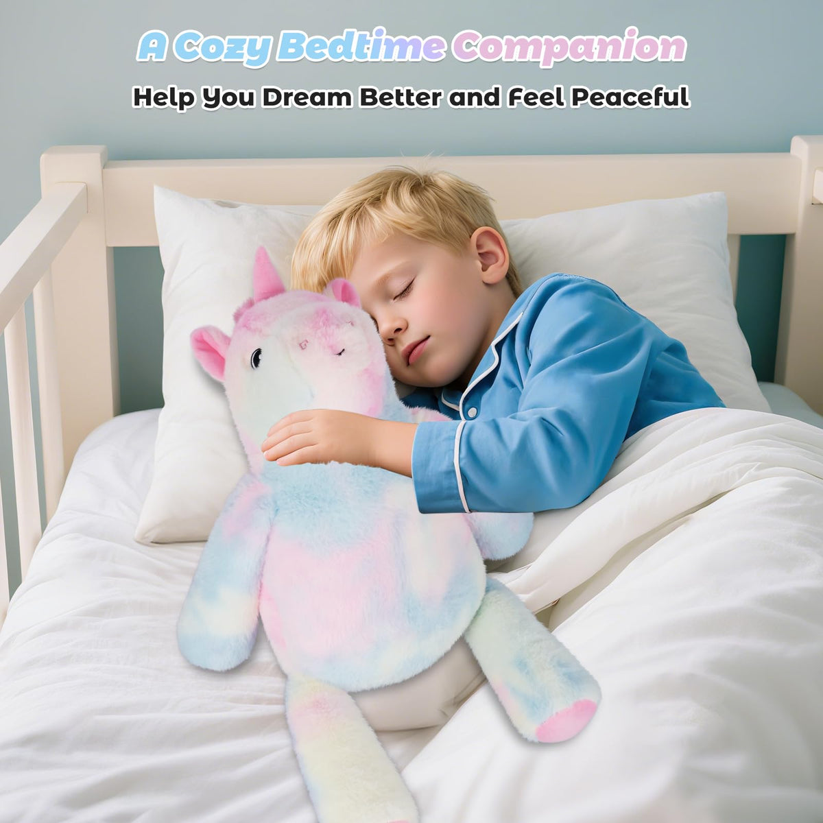 Bobbie & Laxi Weighted Unicorn Plush — 24in, 4.5lb, Sit or Lay Plush Pillow