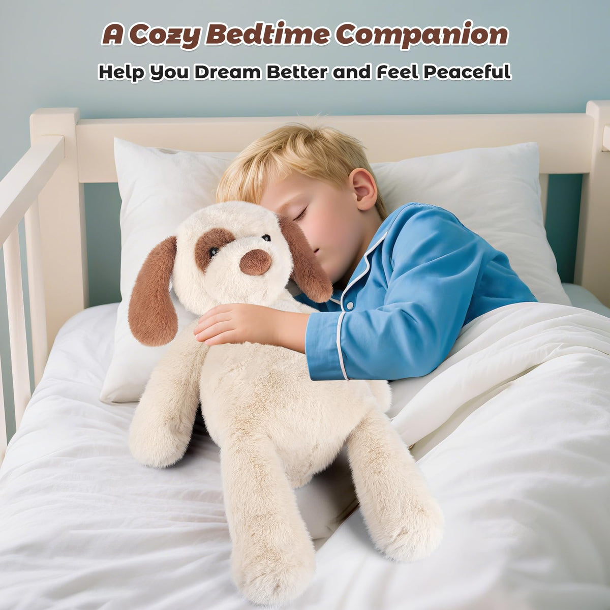 Bobbie & Laxi 24-inch Weighted Dog Stuffed Animal | Removable Ceramsite Bag | Plush Pillow & Companion