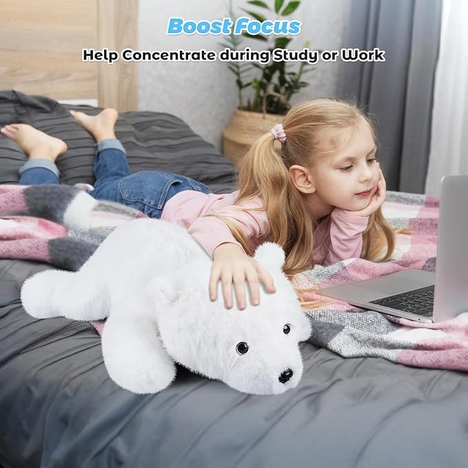 Bobbie & Laxi 23-Inch Polar Bear Weighted Plush with Removable Bag