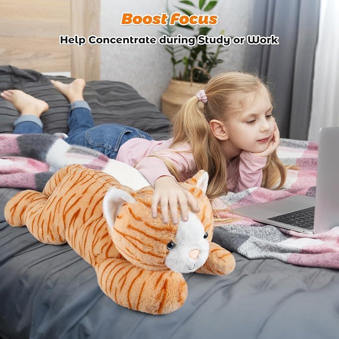 Bobbie & Laxi 25-Inch Cat Weighted Stuffed Animal – Large Plush Pillow & Companion