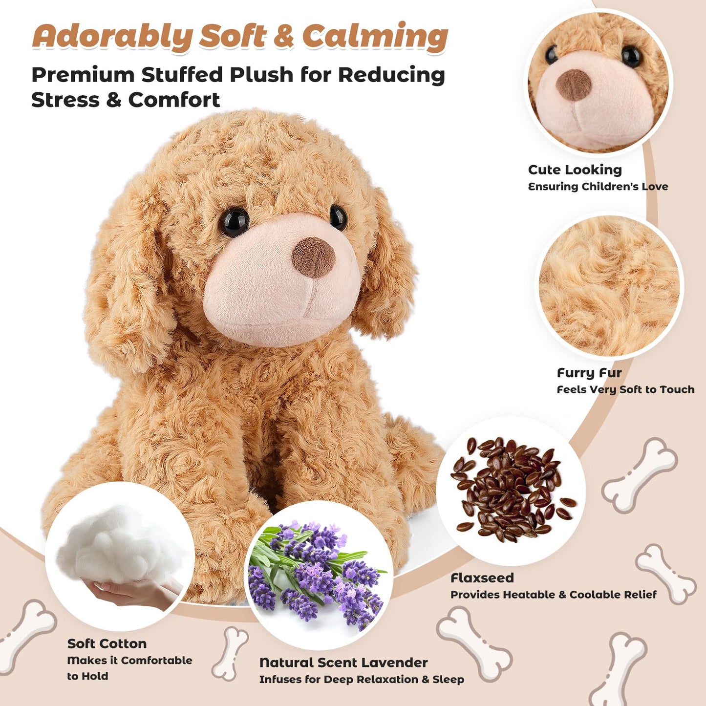 Bobbie & Laxi Microwavable & Coolable Dog Plush Heat Pad — Portable Comfort for Cramps, Muscle Pain & Anxiety
