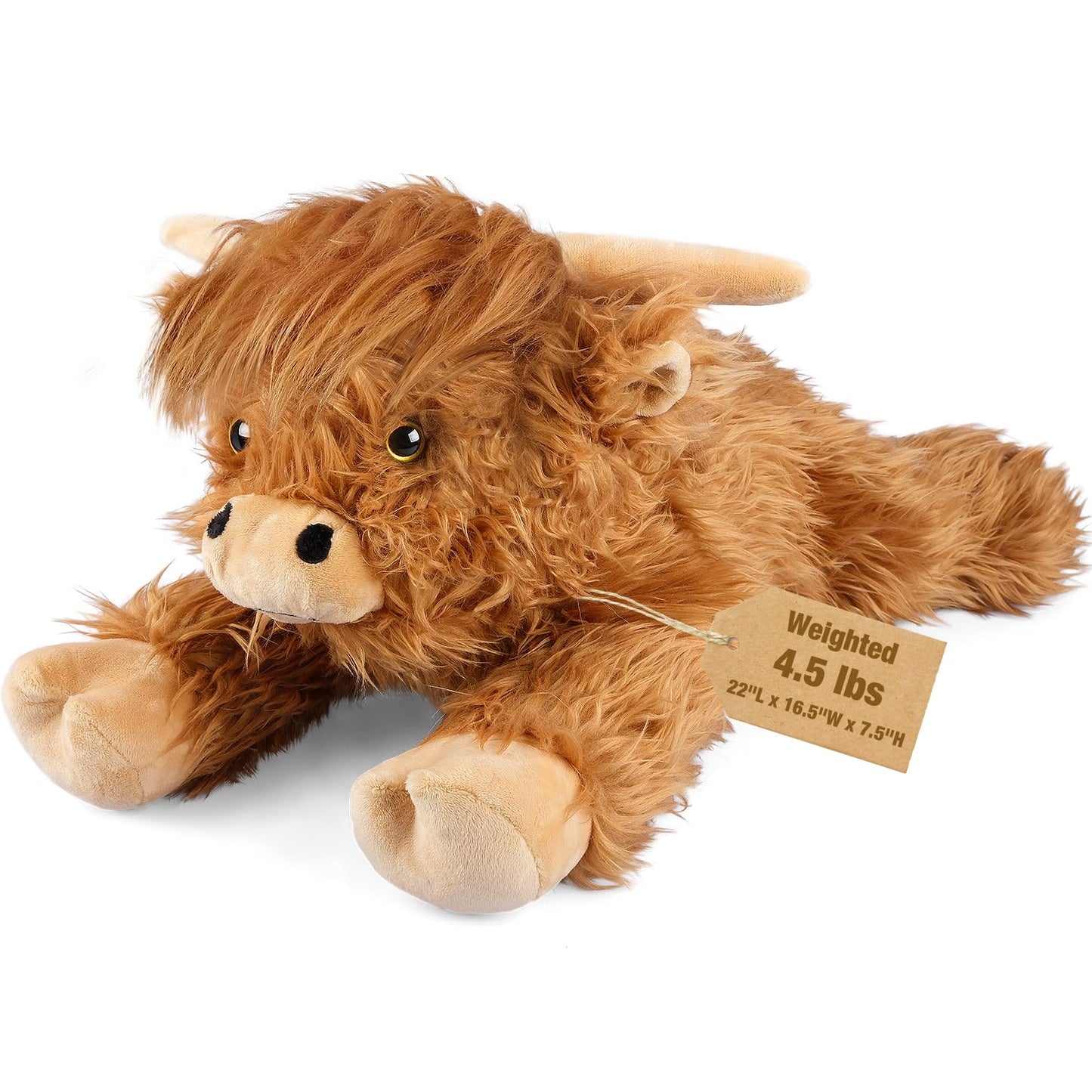 Bobbie & Laxi Highland Cow Weighted Stuffed Animal – 22-Inch Plush with Removable Ceramsite Bag