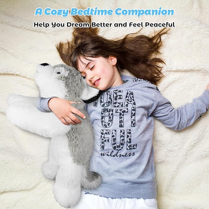 Bobbie & Laxi 25-inch Husky Weighted Stuffed Animal – Soft Plush Pillow & Companion
