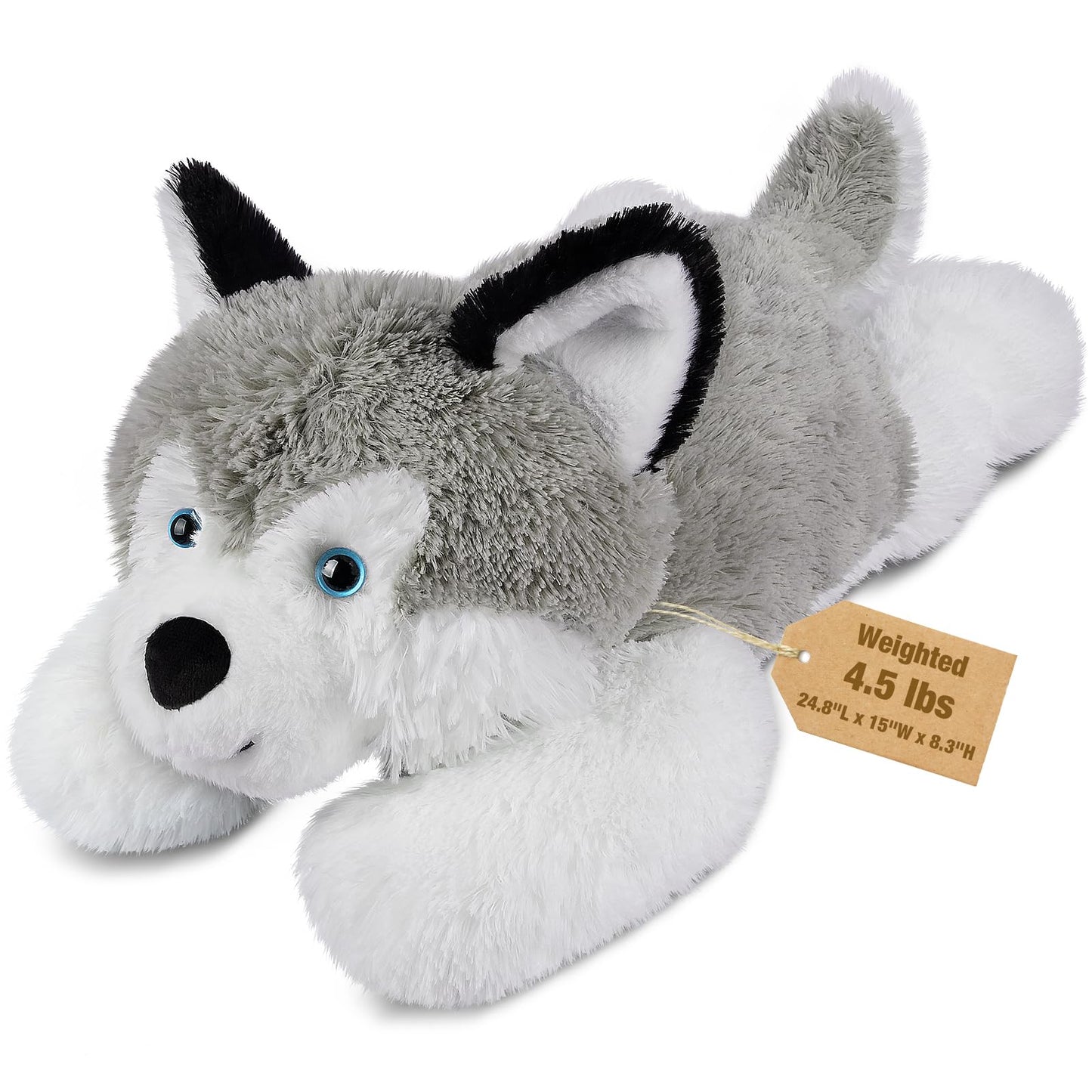 Bobbie & Laxi 25-inch Husky Weighted Stuffed Animal – Soft Plush Pillow & Companion