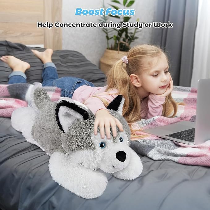 Bobbie & Laxi 25-inch Husky Weighted Stuffed Animal – Soft Plush Pillow & Companion