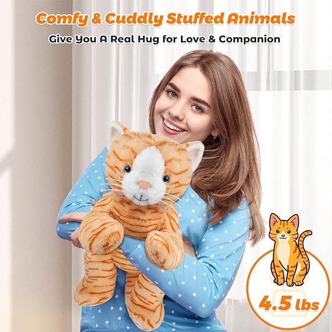 Bobbie & Laxi 25-Inch Cat Weighted Stuffed Animal – Large Plush Pillow & Companion