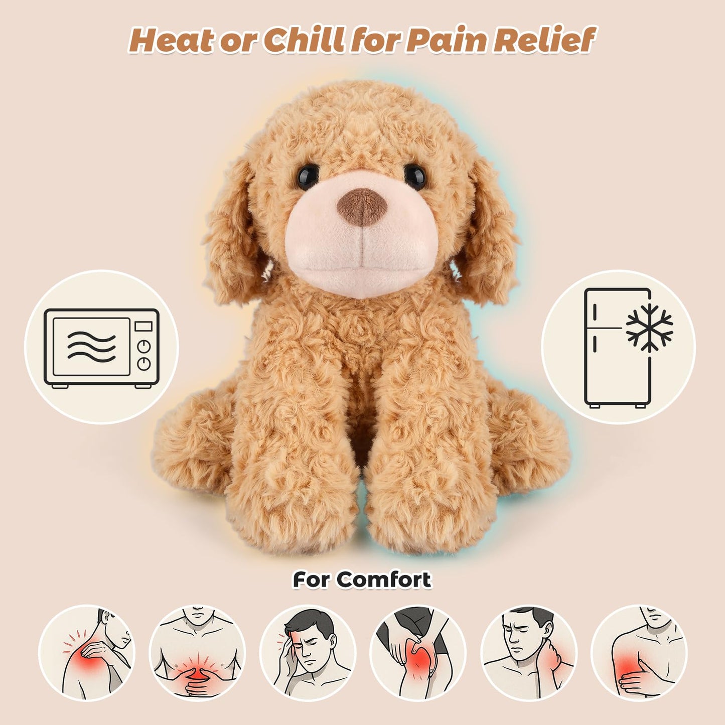 Bobbie & Laxi Microwavable & Coolable Dog Plush Heat Pad — Portable Comfort for Cramps, Muscle Pain & Anxiety
