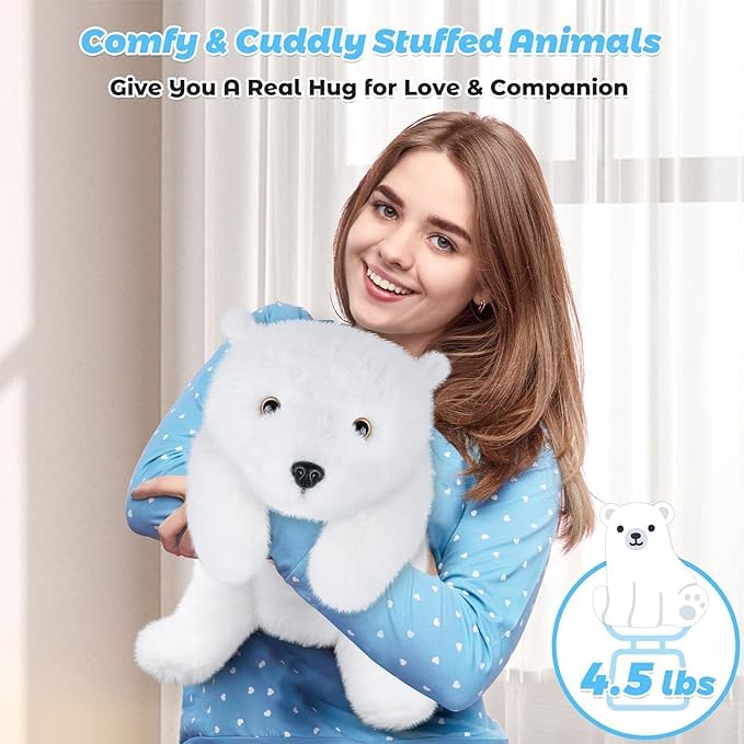 Bobbie & Laxi 23-Inch Polar Bear Weighted Plush with Removable Bag