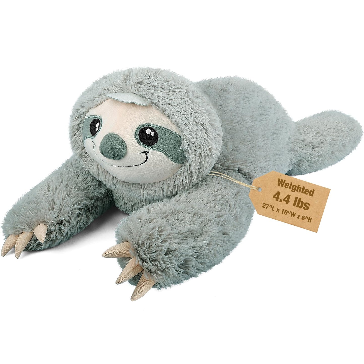 Bobbie & Laxi 27-Inch Weighted Sloth Plush — Large Plush Pillow with Removable Bag