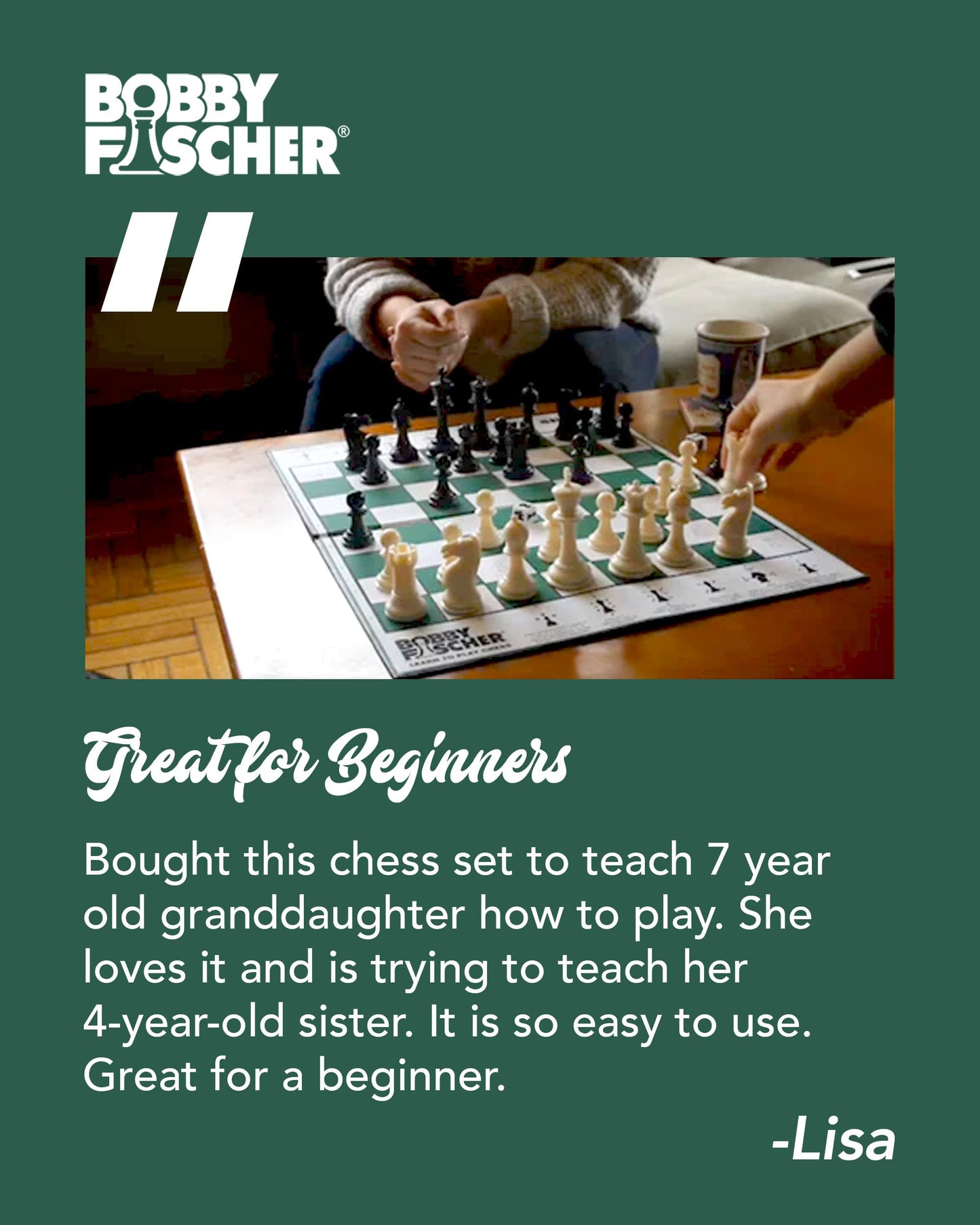 Bobby Fischer Learn to Play Chess Set – Illustrated Folding Board
