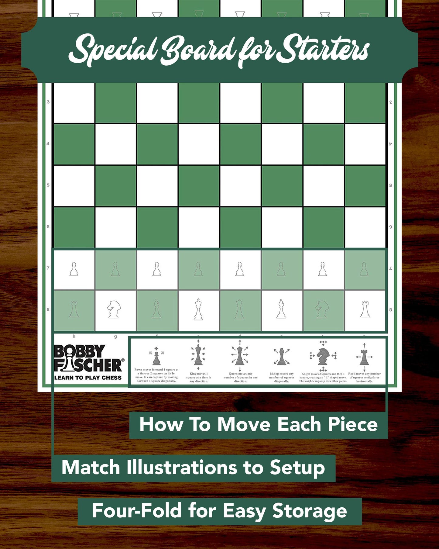 Bobby Fischer Learn to Play Chess Set – Illustrated Folding Board