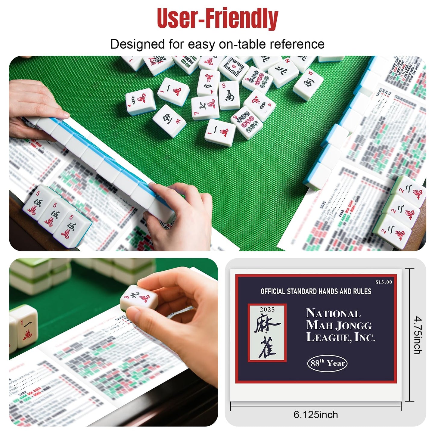 BOBOFISH NMJL Mah Jong 2025 Cards – Official Revision, Large Size, 4-Pack