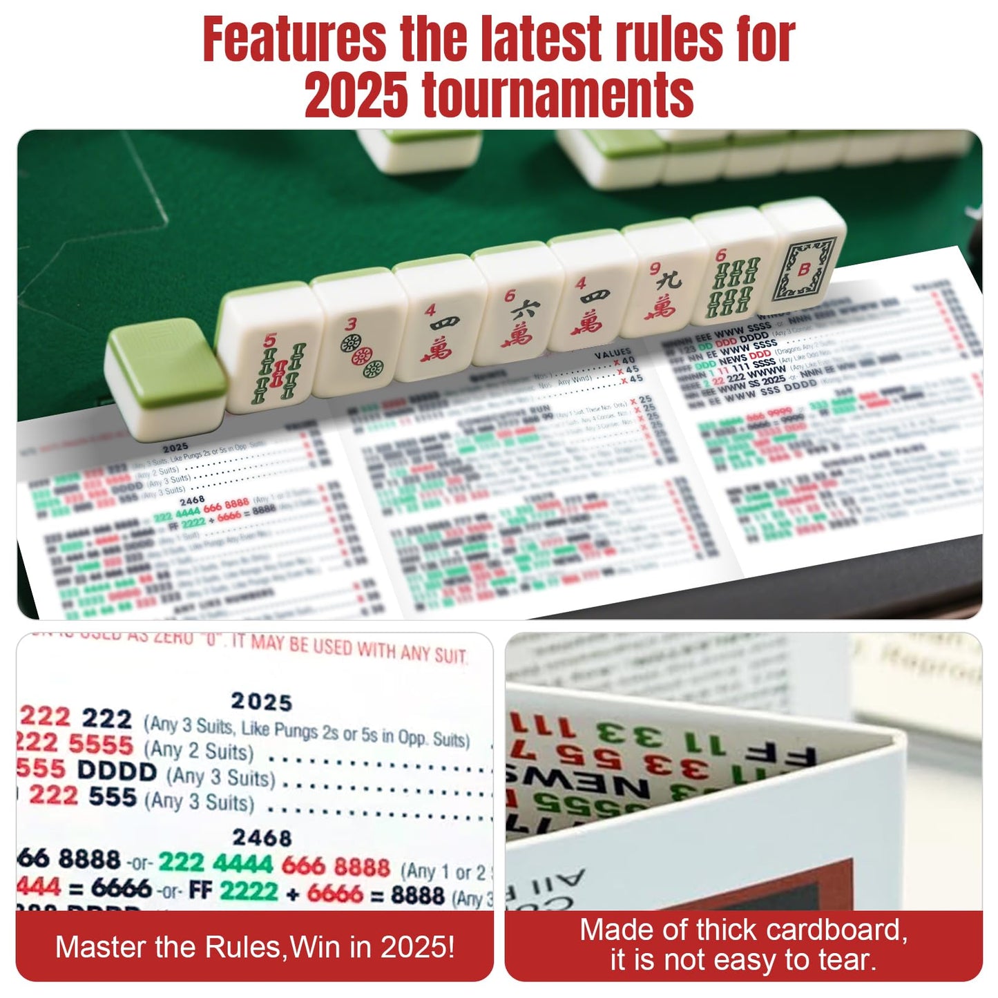 BOBOFISH NMJL Mah Jong 2025 Cards – Official Revision, Large Size, 4-Pack