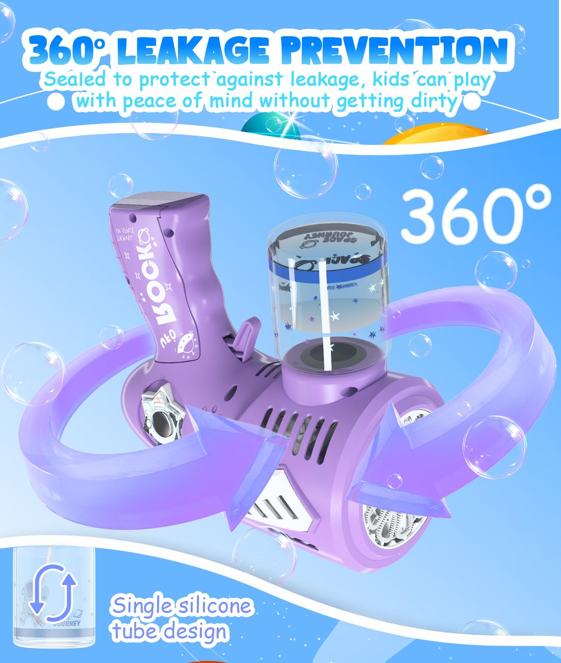 Boerfmo Rechargeable Bubble Gun – Larger Bubbles, LED Glow, USB-C