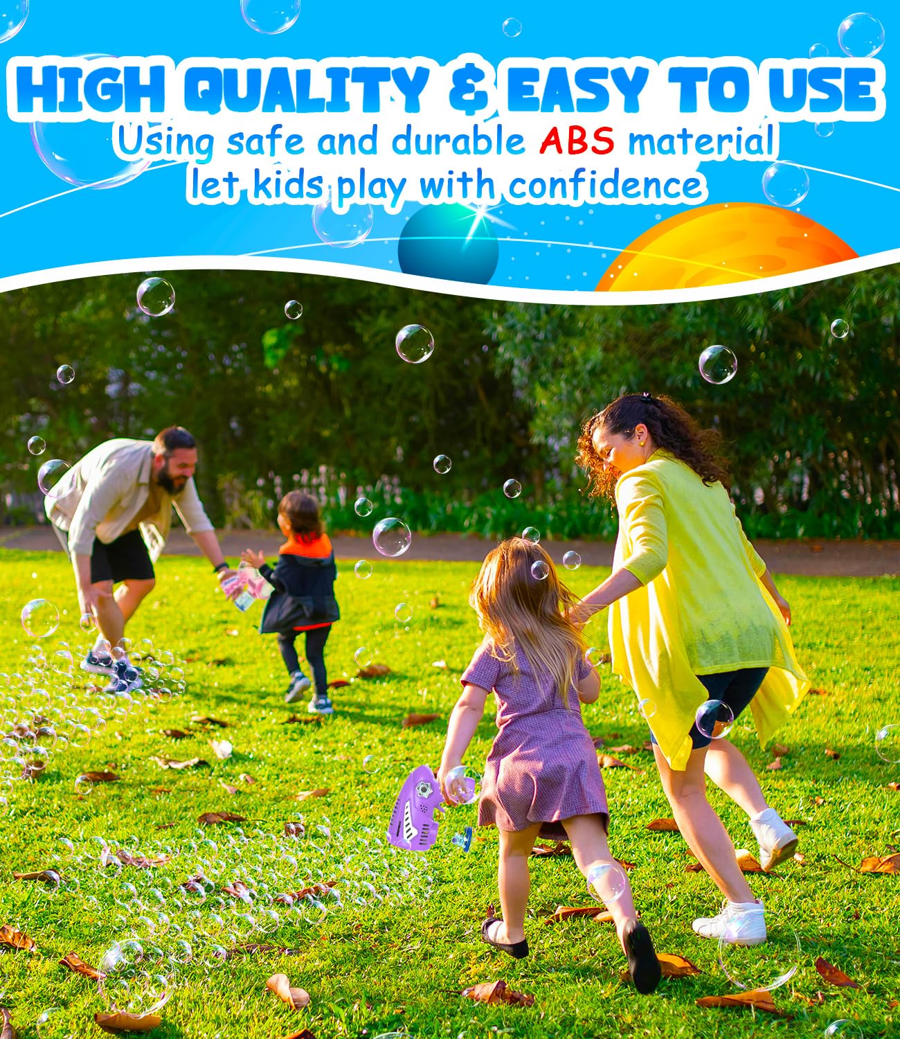 Boerfmo Rechargeable Bubble Gun – Larger Bubbles, LED Glow, USB-C