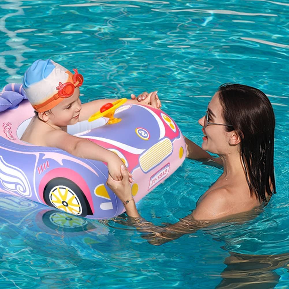 BOffer Car Baby Pool Float – Thick PVC, Non-Flip Design, Pink
