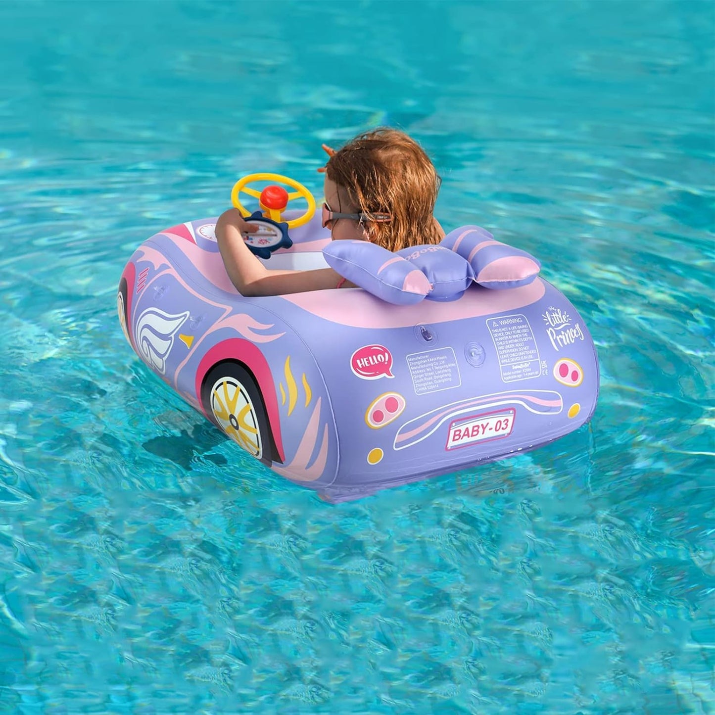BOffer Car Baby Pool Float – Thick PVC, Non-Flip Design, Pink