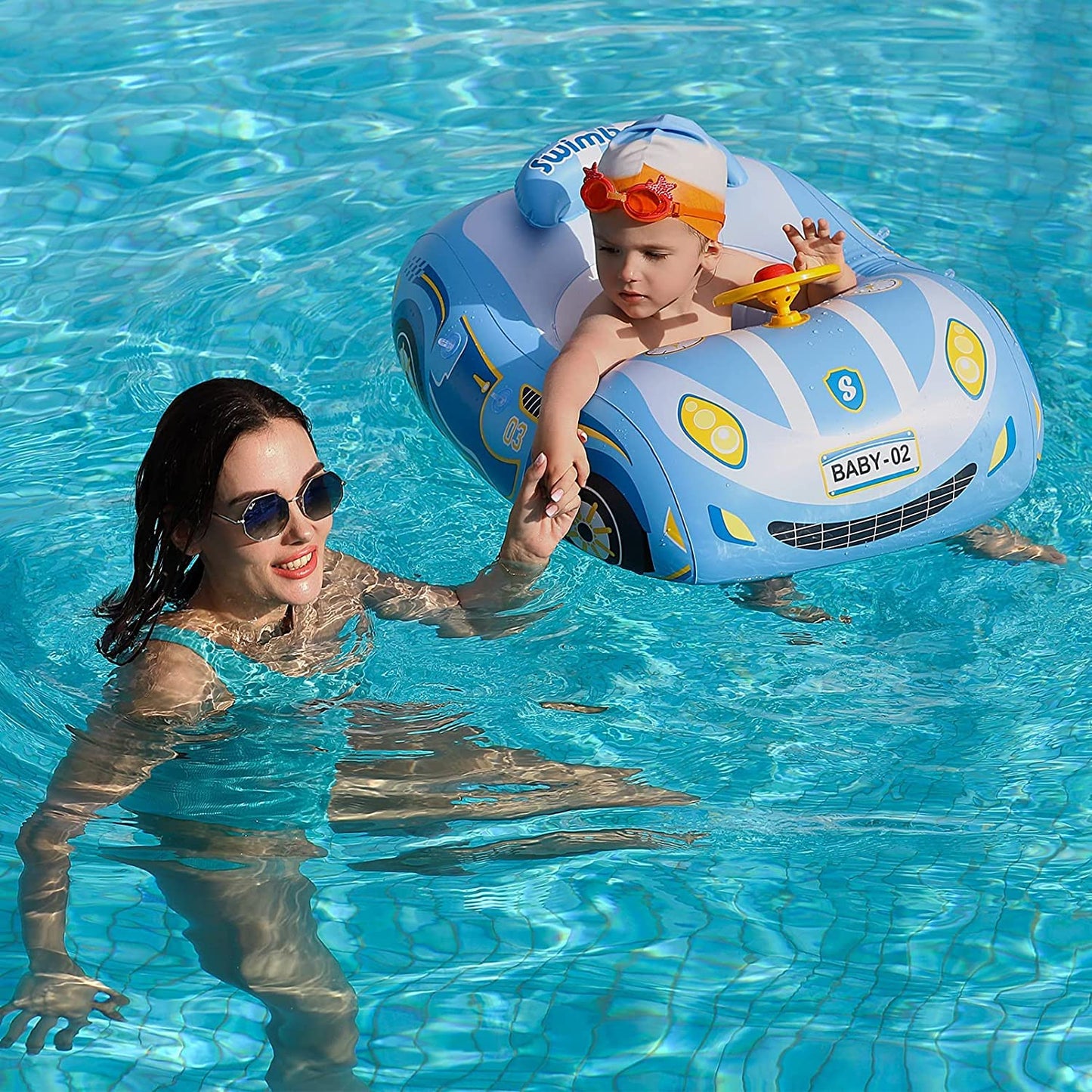 BOffer Baby Pool Float with 3D Car Design – Thick PVC Infant & Toddler Swim Float