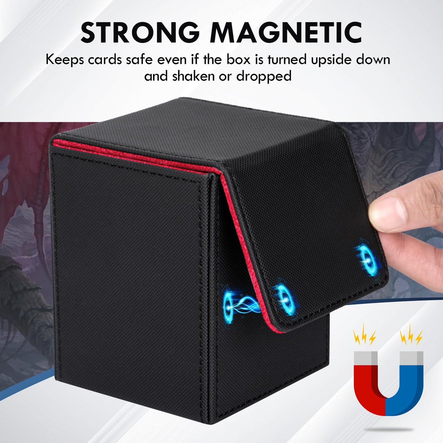Bofoho 180+ Card Box with Magnetic Closure – Holds 110+ Cards, PU Leather Deck Case