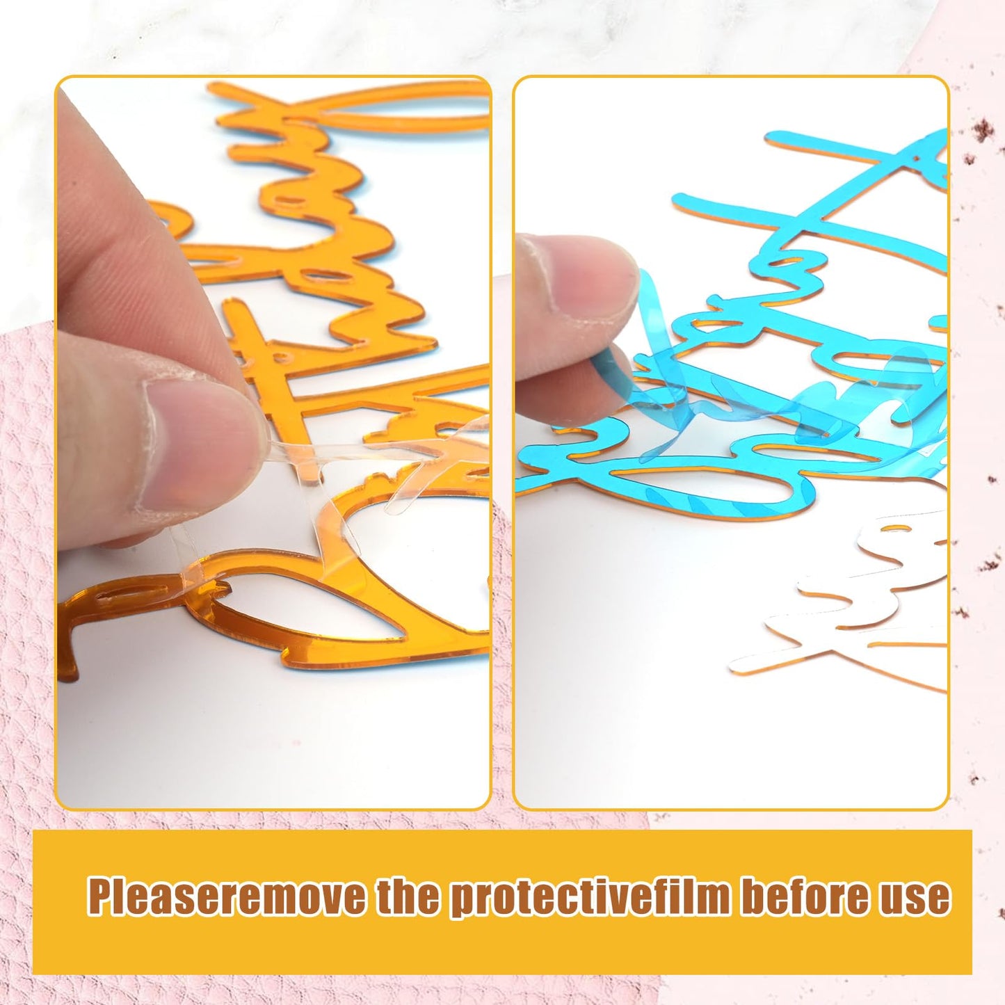 Bogigul Gold Happy Birthday Cake Toppers – 10 Pcs Mirror Acrylic