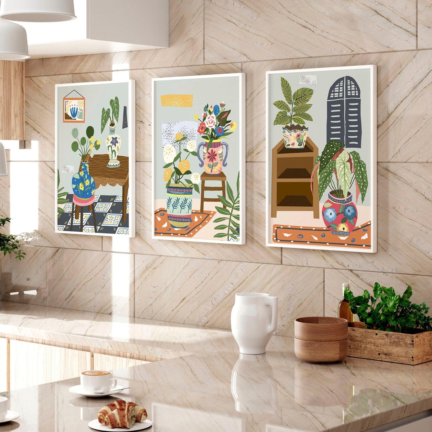 Kitchen art wall | set of 3 Bohemian Art prints
