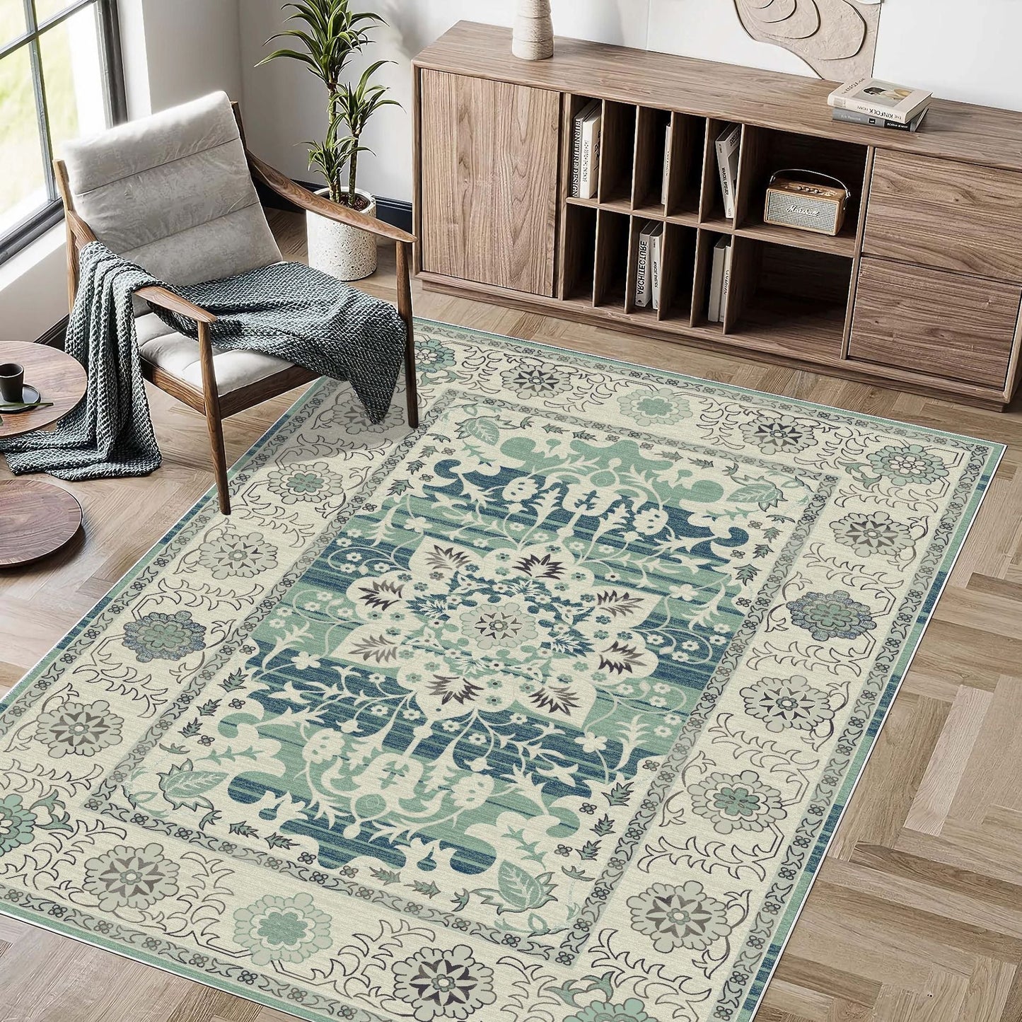 Luxury Bohemian Washed Cashmere Rug | Foldable Living Room Carpet