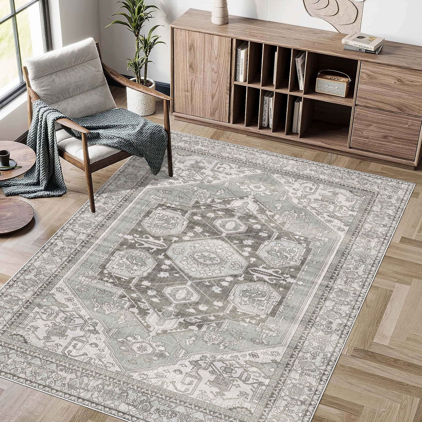 Luxury Bohemian Washed Cashmere Rug | Foldable Living Room Carpet
