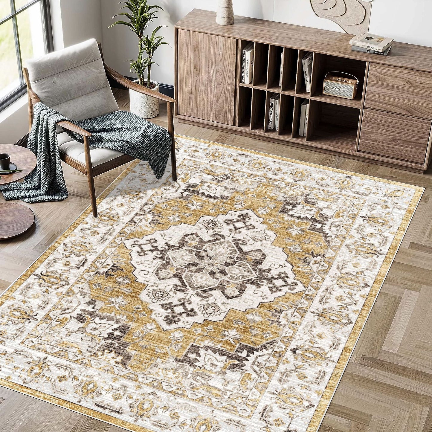 Luxury Bohemian Washed Cashmere Rug | Foldable Living Room Carpet